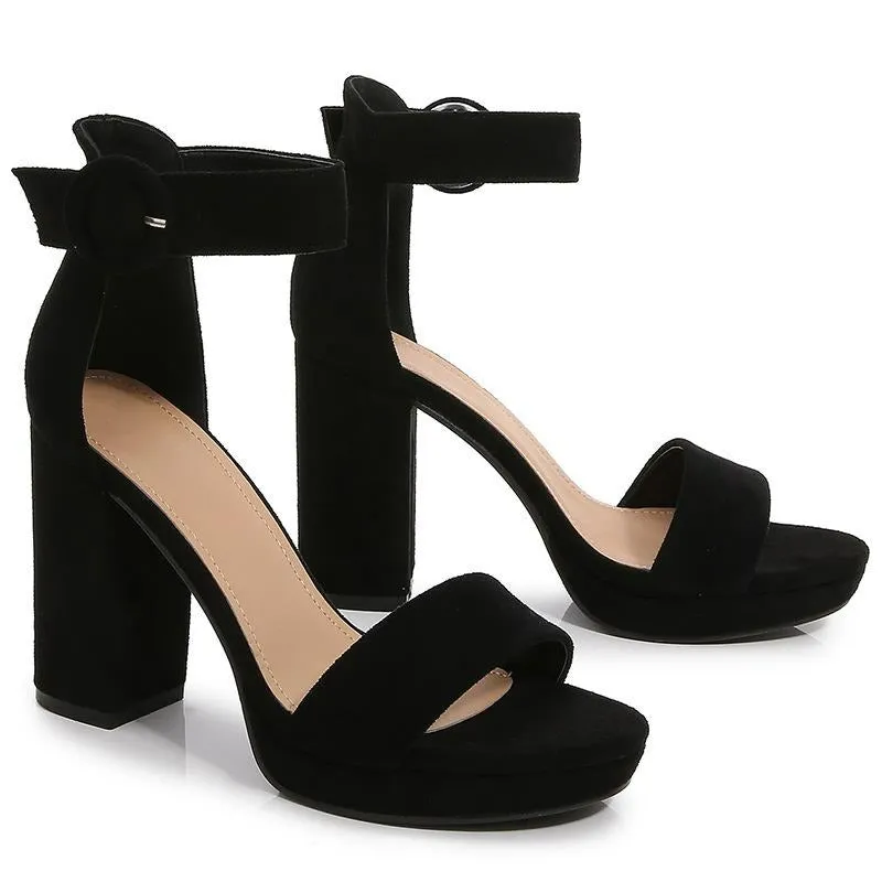 One Strap Solid Color Suede High Heels