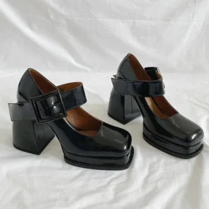 Mary Jane Shoes Women Platform Mid-Heel Dress Shoes
