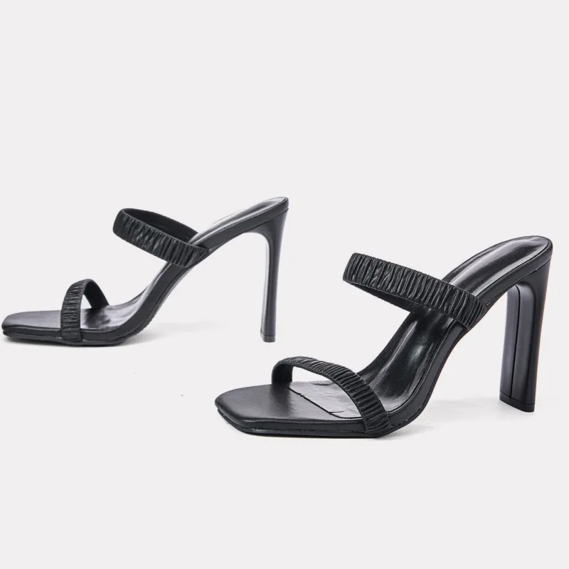 Two Ruched High-heeled Sandals - Image 2