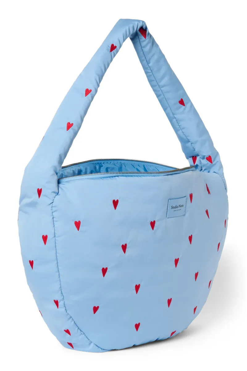 Puffy Cross Body Bag | Light Blue Hearts - Image 3