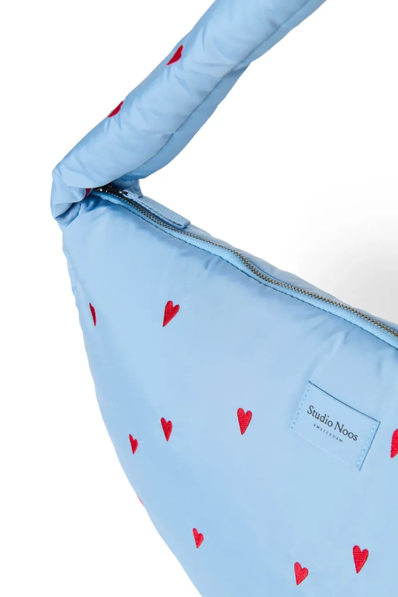 Puffy Cross Body Bag | Light Blue Hearts - Image 4