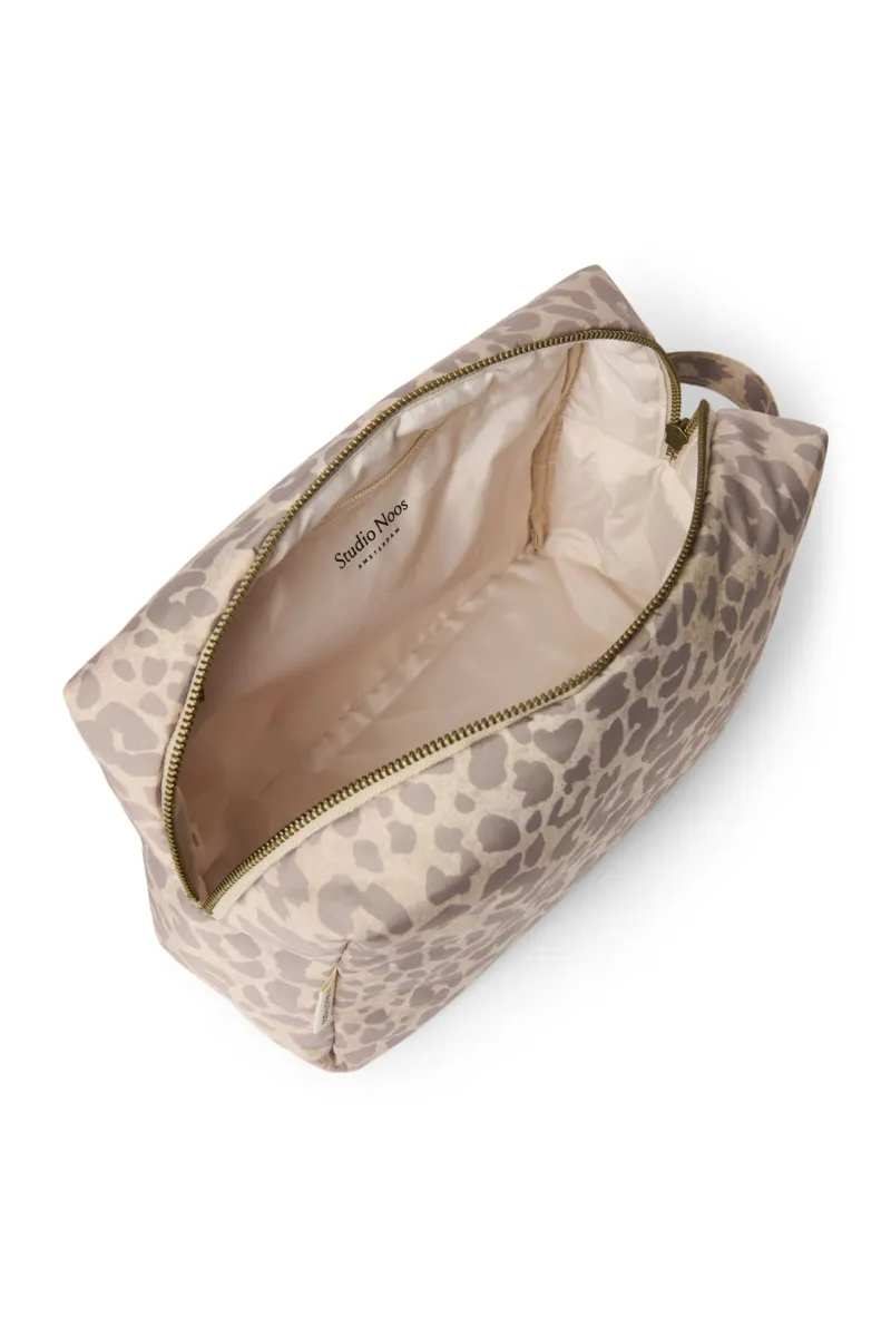Puffy Toiletry Bag | Beige Leopard - Image 5