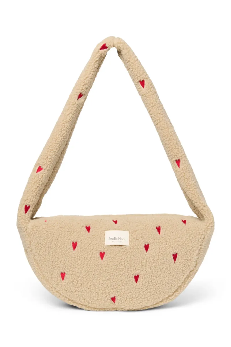Teddy Mini Cross Body Bag | Ecru Hearts