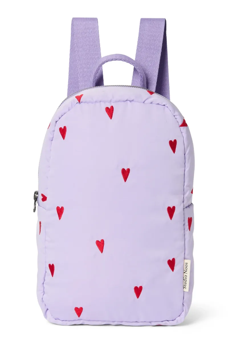 Puffy Mini Backpack | Purple Hearts