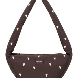 Puffy Mini Cross Body Bag | Brown Hearts