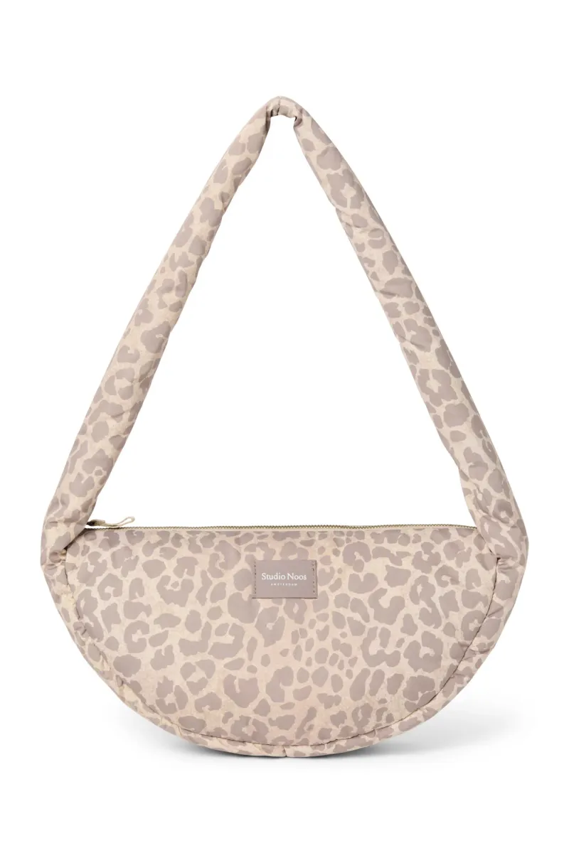 Puffy Mini Cross Body Bag | Beige Leopard