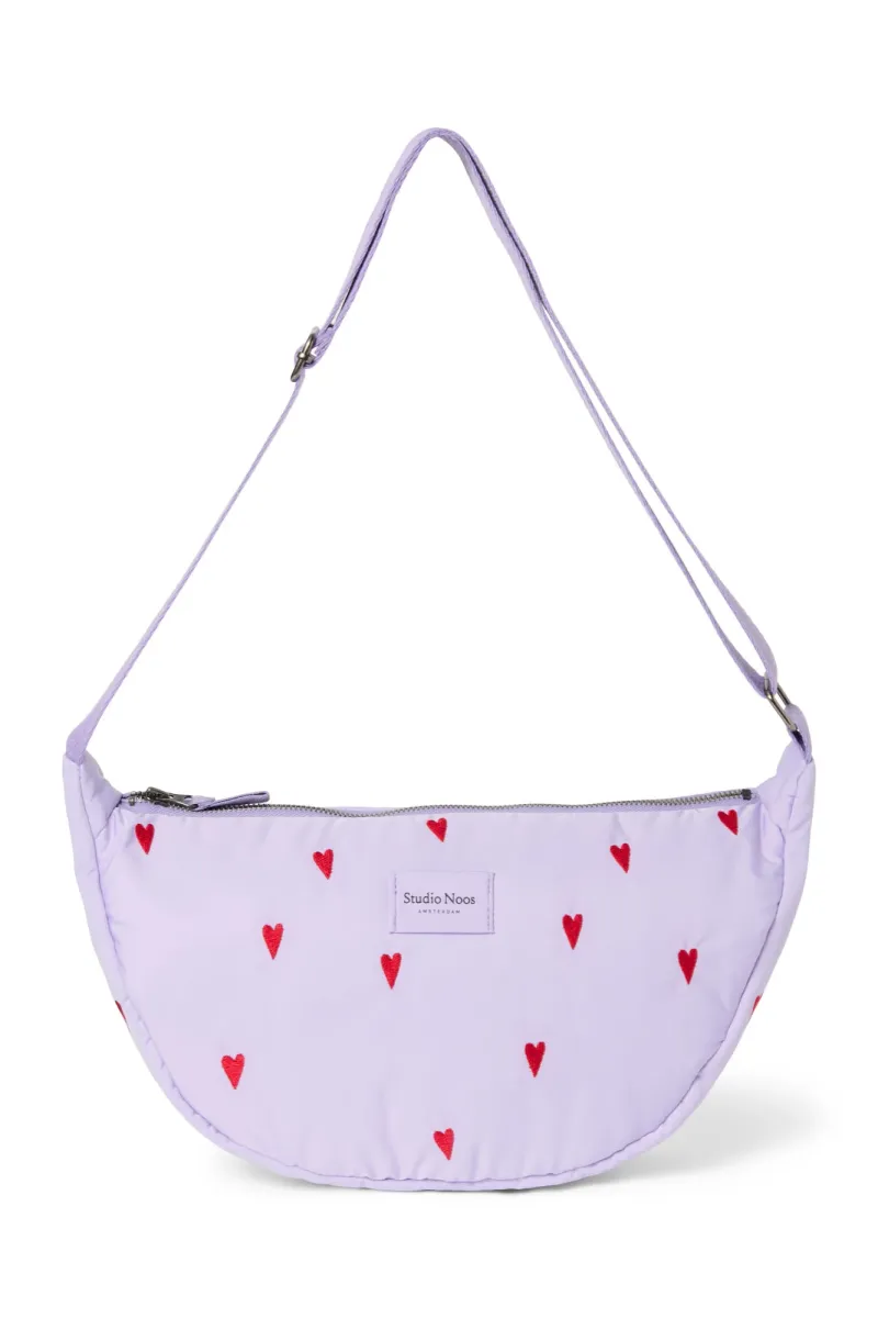 Puffy Adult Fanny Pack | Purple Hearts