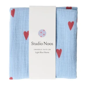 Swaddle Print Medium | Light Blue Hearts