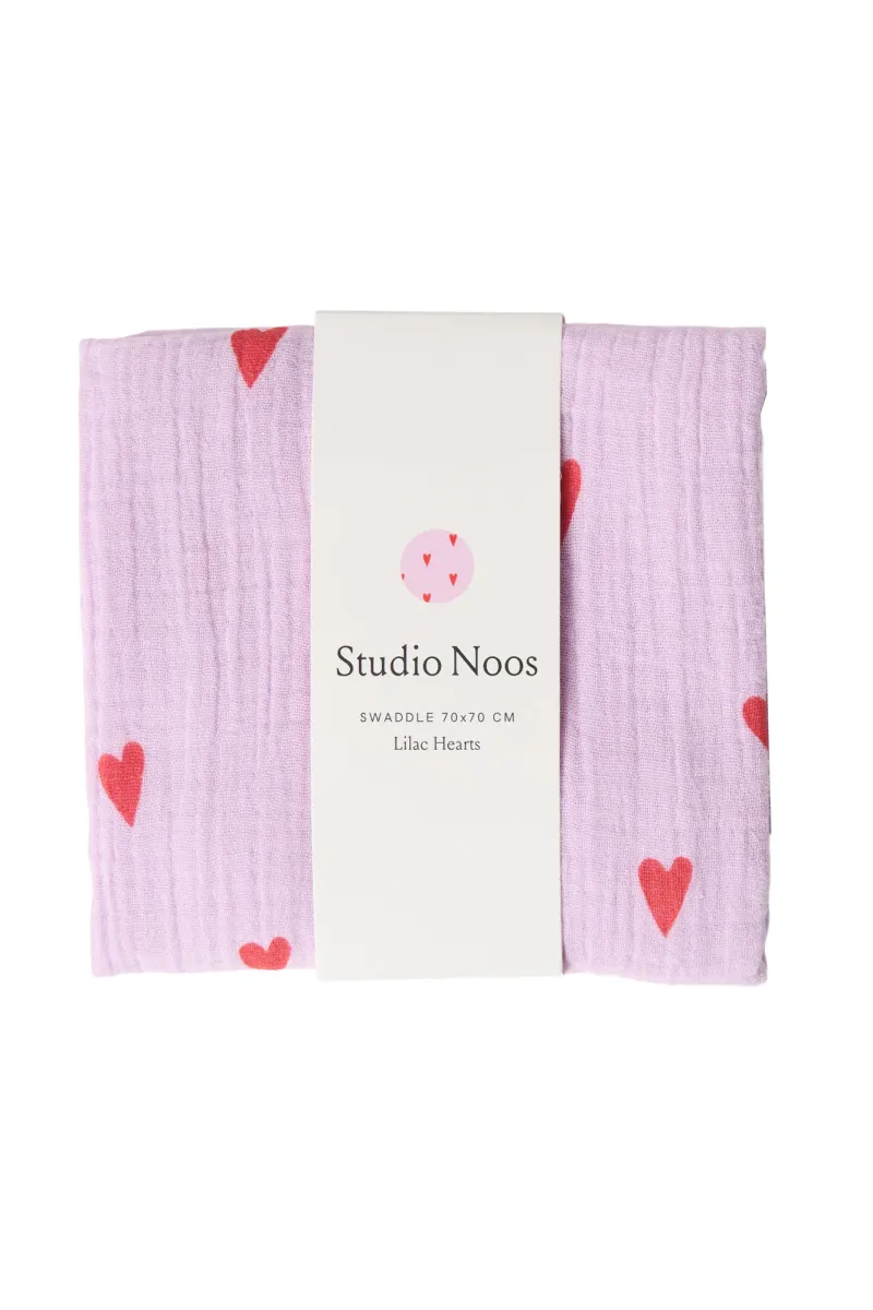 Swaddle Print Medium | Purple Hearts