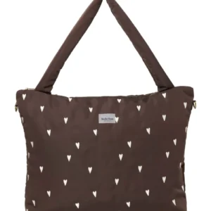 Puffy Diaper Bag | Brown Hearts