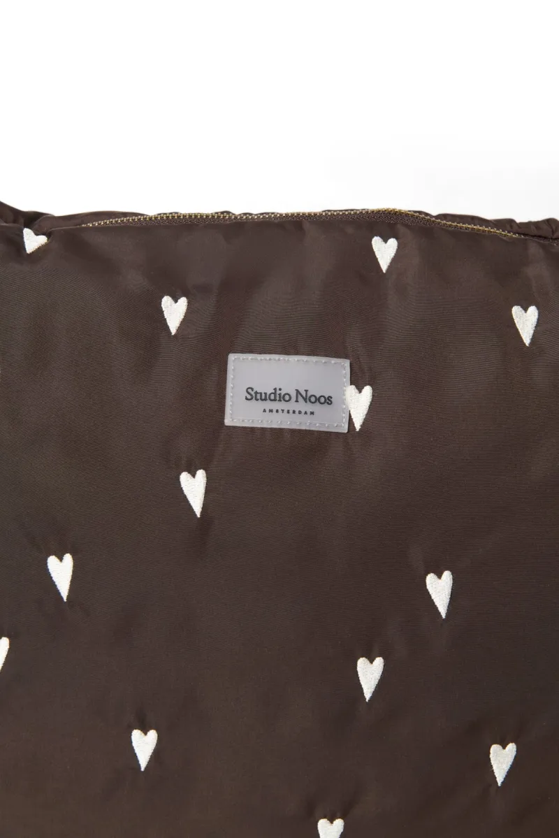 Puffy Diaper Bag | Brown Hearts - Image 4