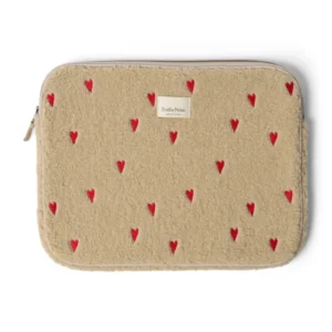 Teddy Laptop Sleeve 15 Inch | Ecru Hearts