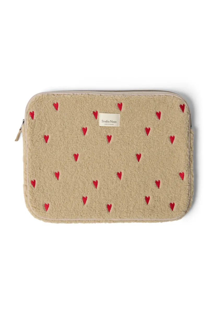 Teddy Laptop Sleeve 15 Inch | Ecru Hearts