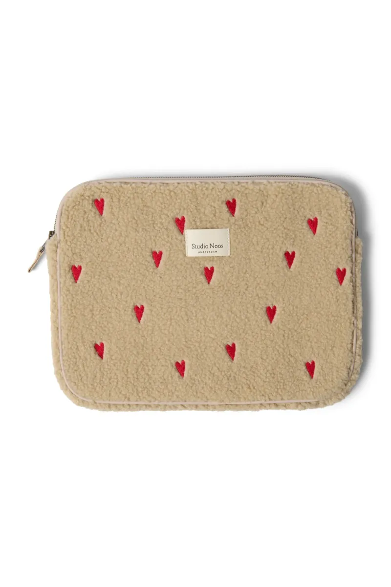Teddy Laptop Sleeve 13 Inch | Ecru Hearts