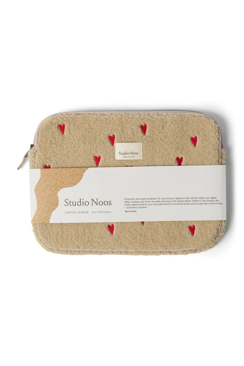 Teddy Laptop Sleeve 13 Inch | Ecru Hearts - Image 2
