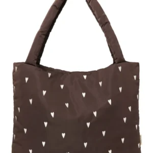 Puffy Mom Bag | Brown Hearts