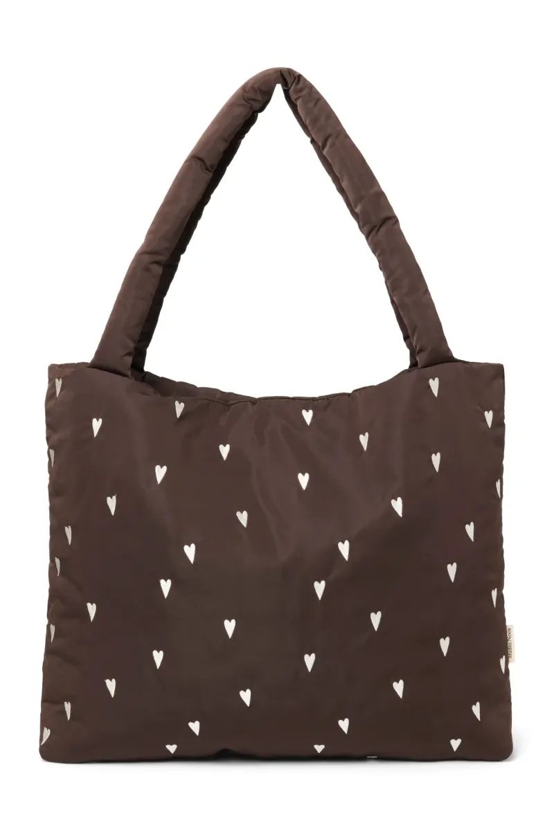 Puffy Mom Bag | Brown Hearts