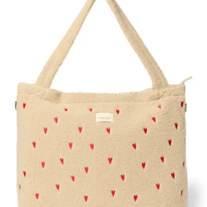 Teddy Diaper Bag | Ecru Hearts