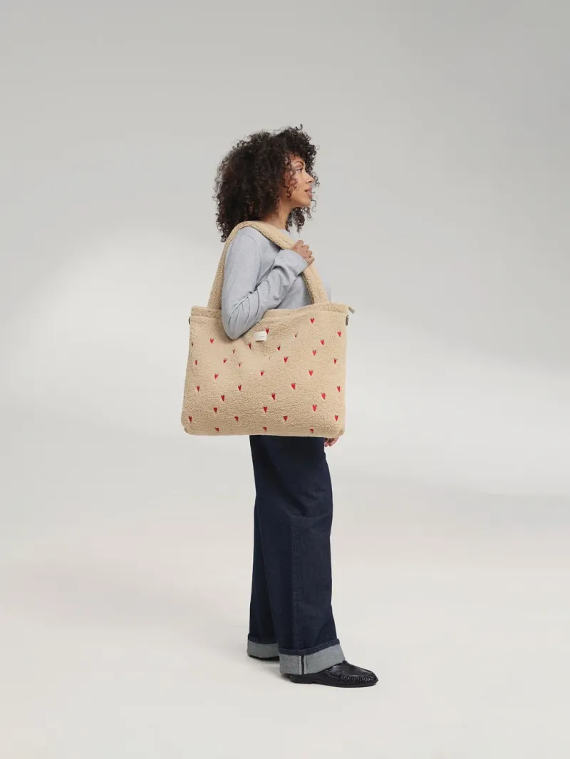Teddy Diaper Bag | Ecru Hearts - Image 2