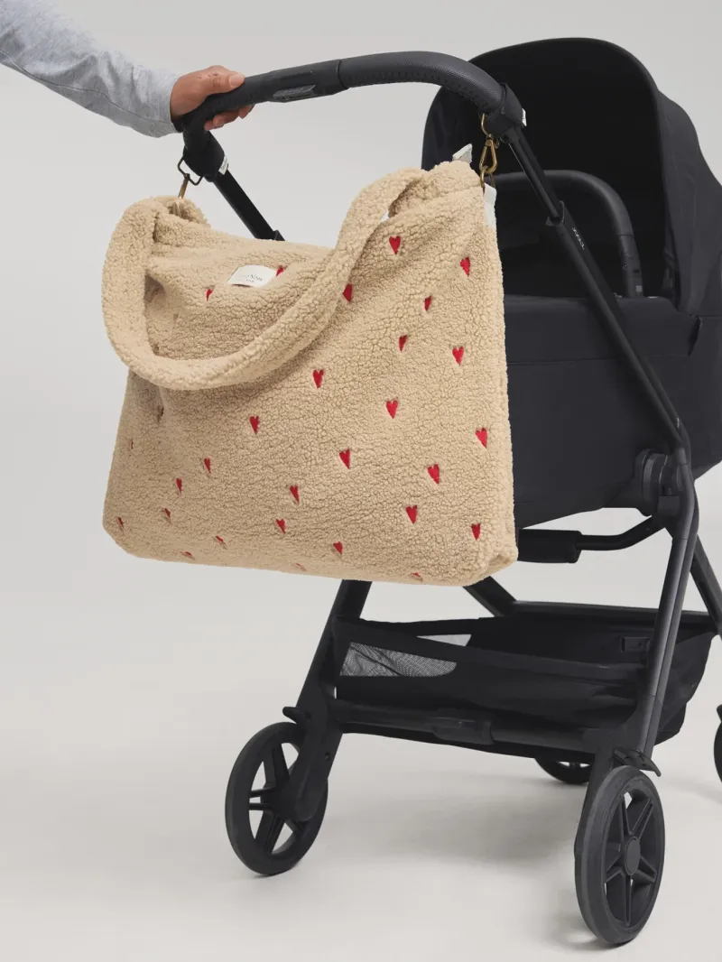 Teddy Diaper Bag | Ecru Hearts - Image 3