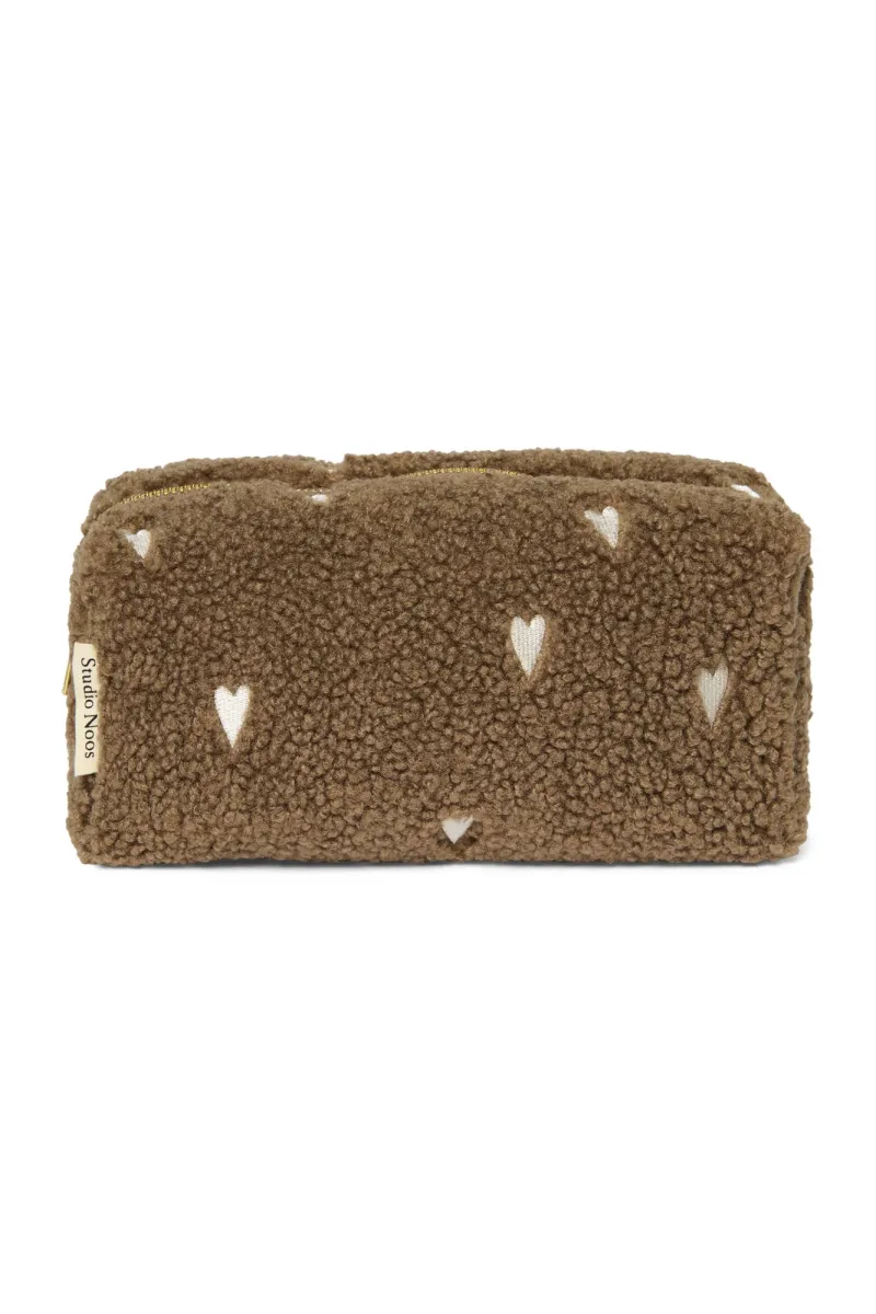 Teddy Pouch | Brown Hearts