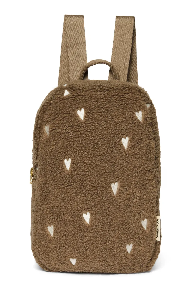 Teddy Mini Backpack | Brown Hearts