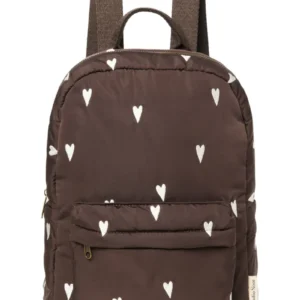 Puffy Midi Backpack | Brown Hearts