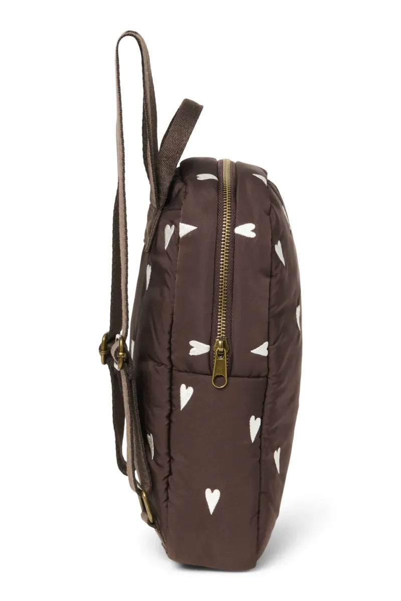 Puffy Mini Backpack | Brown Hearts - Image 4