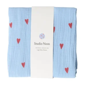 Swaddle Print Large | Light Blue Hearts