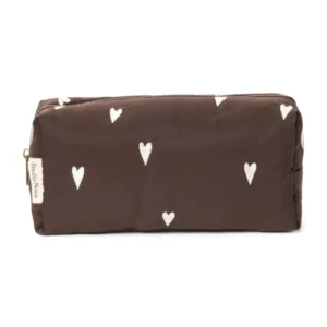 Puffy Pouch | Brown Hearts