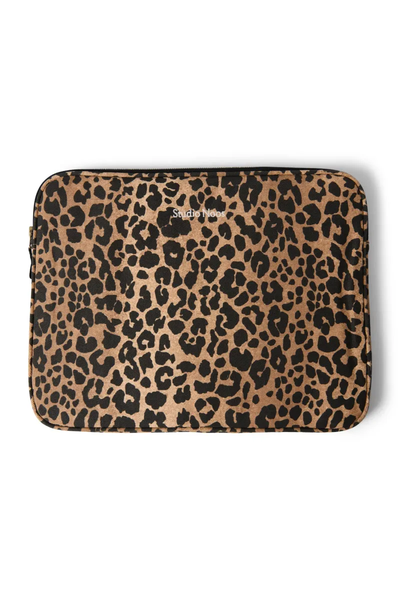 Cotton Laptop Sleeve 15 Inch | Brown Leopard