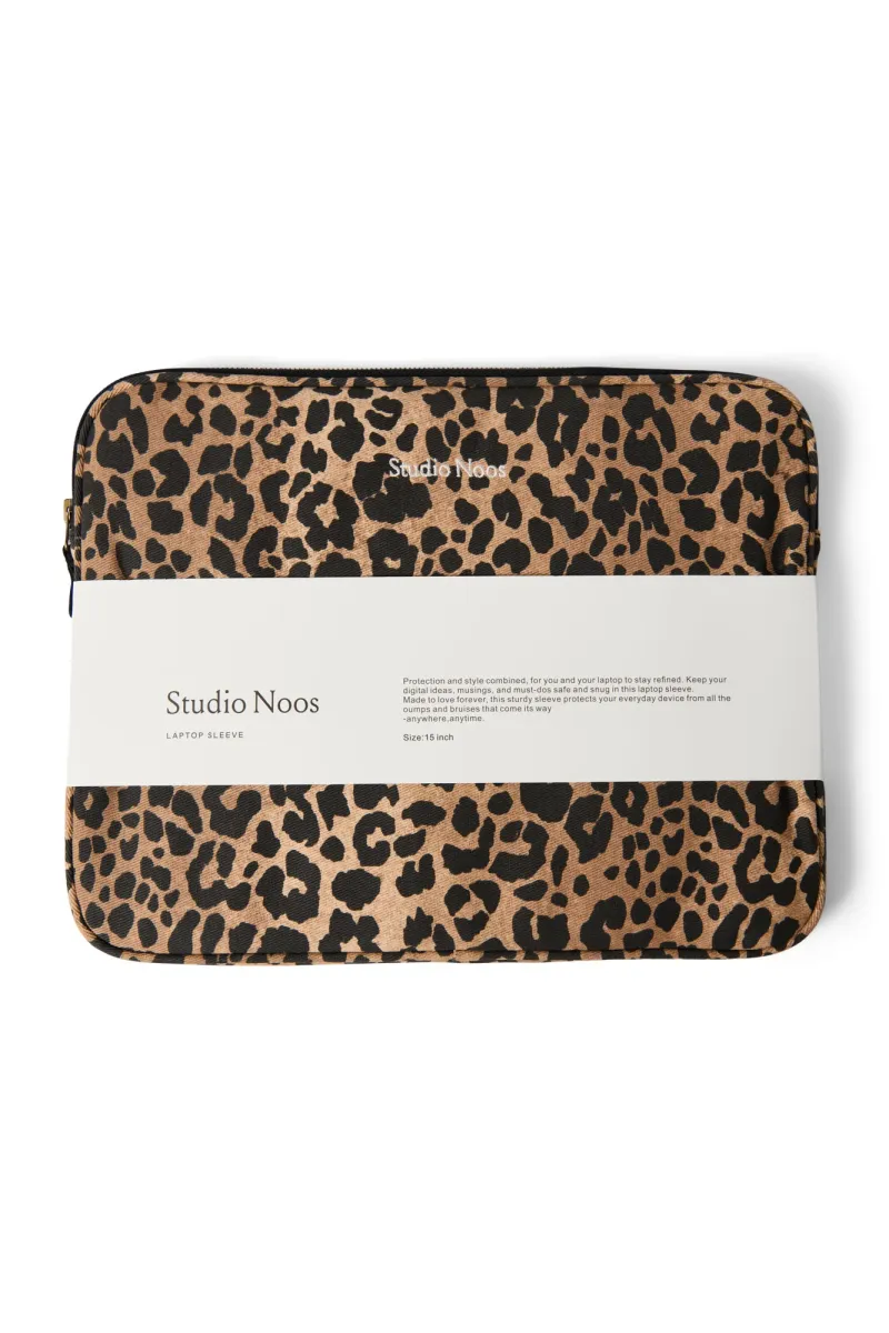 Cotton Laptop Sleeve 15 Inch | Brown Leopard - Image 2