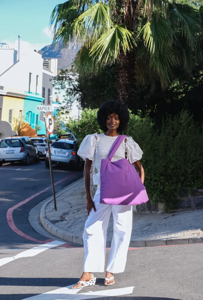 Textured Puffy Mom Bag | Purple - Image 4