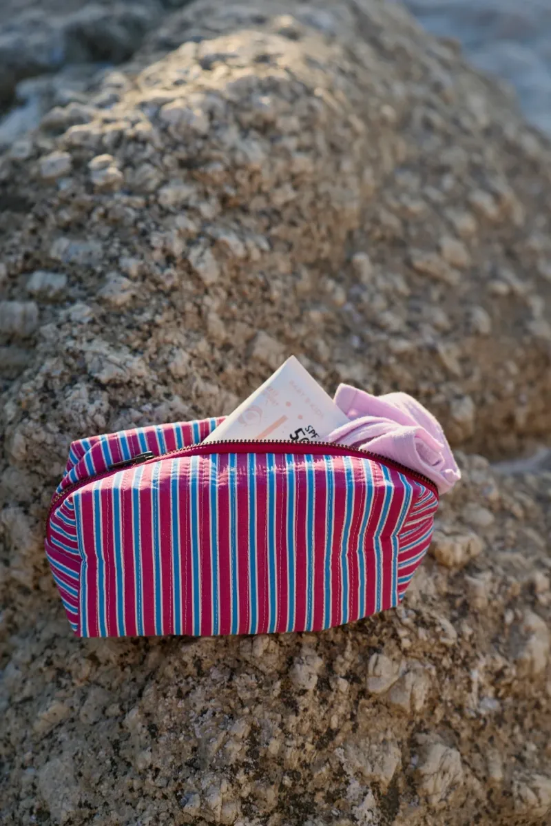 Poplin Striped Pouch | Raspberry - Image 2
