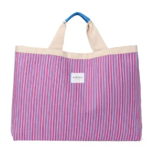 Poplin Striped Beach Bag | Raspberry