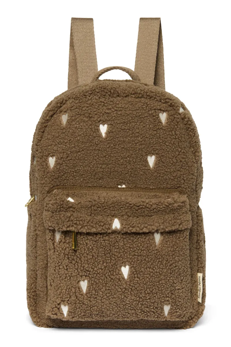 Teddy Midi Backpack | Brown Hearts