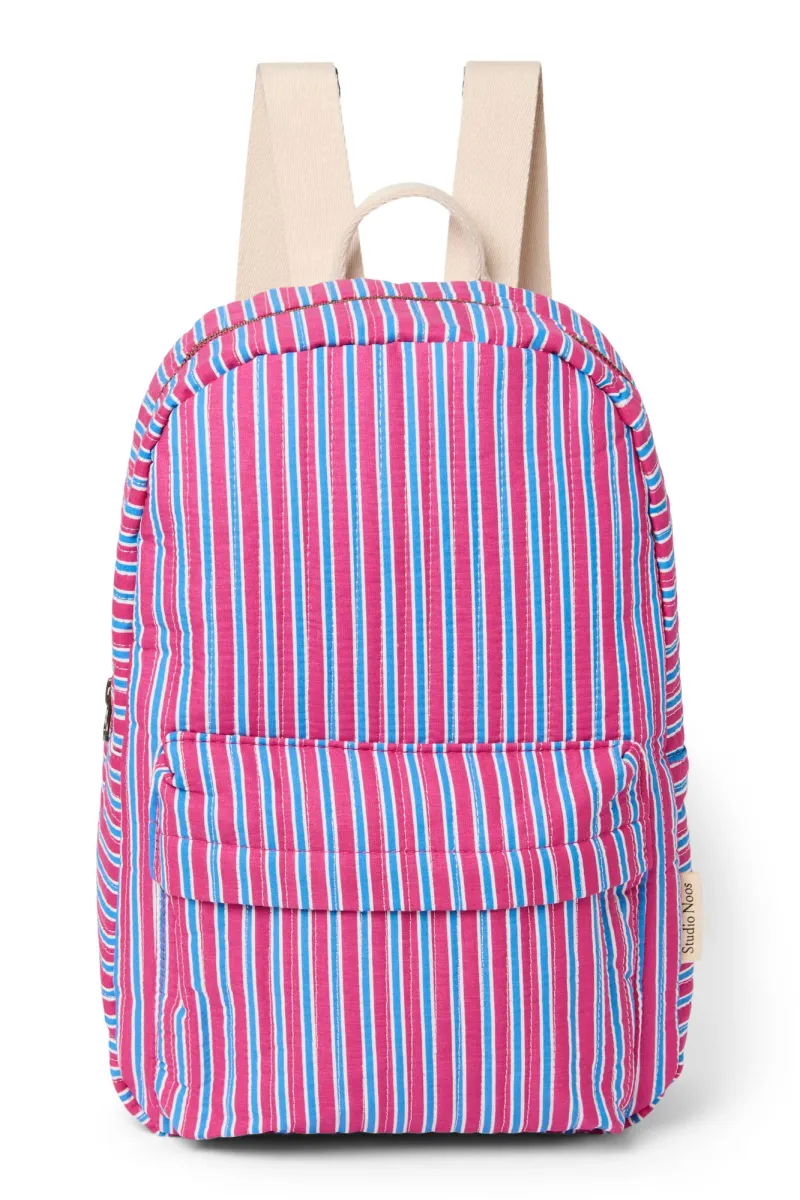Poplin Striped Midi Backpack | Raspberry