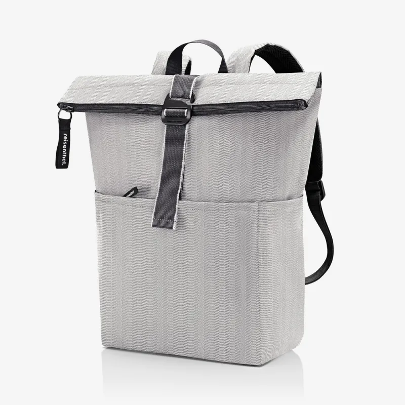 rolltop backpack herringbone grey - Image 2