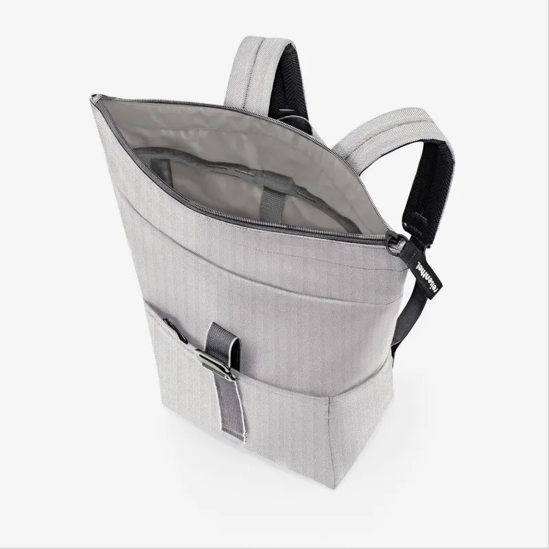 rolltop backpack herringbone grey - Image 3