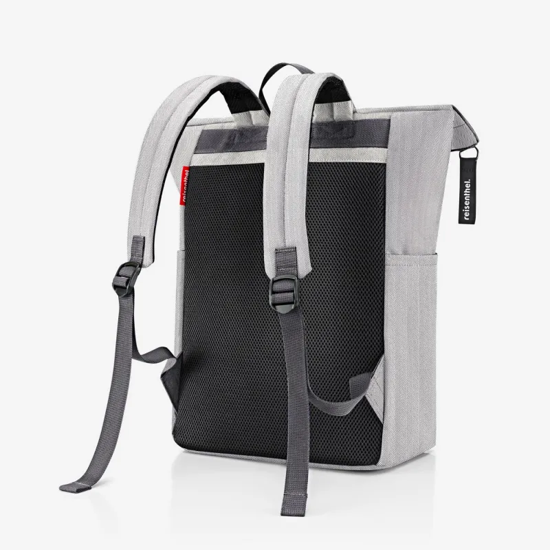 rolltop backpack herringbone grey - Image 4