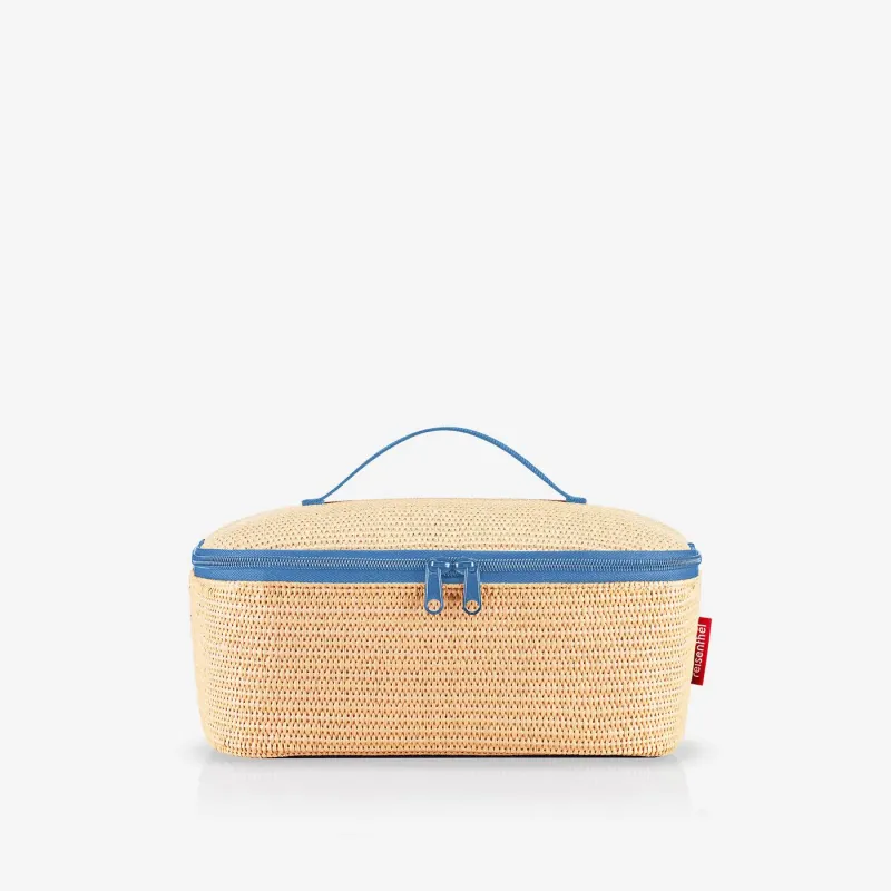 coolerbag M pocket raffia blue