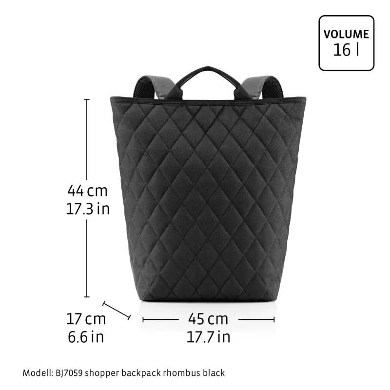 shopper-backpack rhombus light grey - Image 4