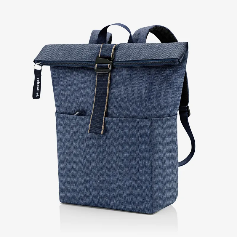 rolltop backpack herringbone dark blue - Image 4